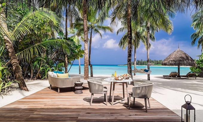 Reethi Rah Hotel | Haven of Relaxation! Balcony w/Beach View, Private Indoor Spa Tub, Outdoor Pool