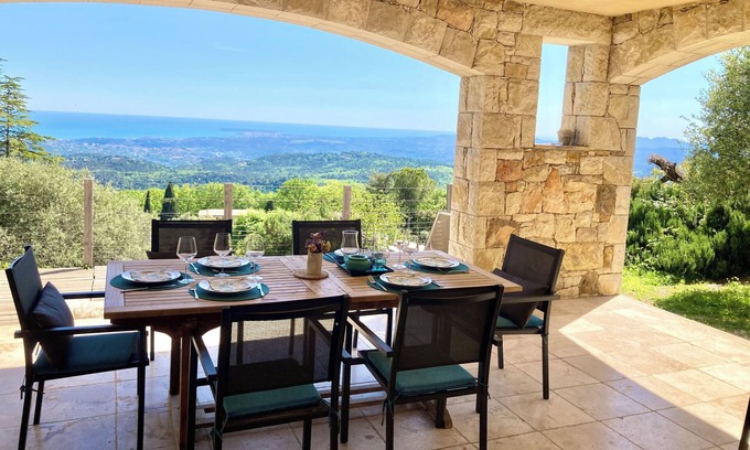 Vence House | Heights of Vence, panoramic sea view, heated swimming pool, Spacious Home 5*