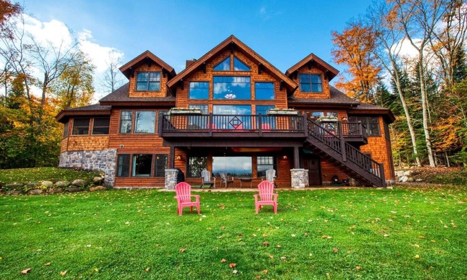Lake Placid Cabin | HemLocke Lodge Panoramic Mountain views! MOUNTAIN LAKE POOL AND SALT WATER SPA!