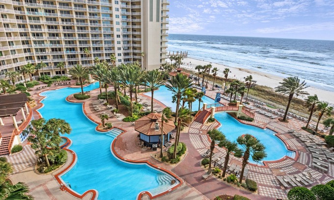 Panama City Beach Condo | High-end Villa Luna at Shores of Panama with pools, hot tubs, & balcony