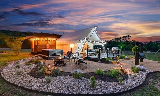 Marble Falls Cabin | Hill Country River Yurt, Hot Tub,Kayaks, Movie Projector, Outside Projector