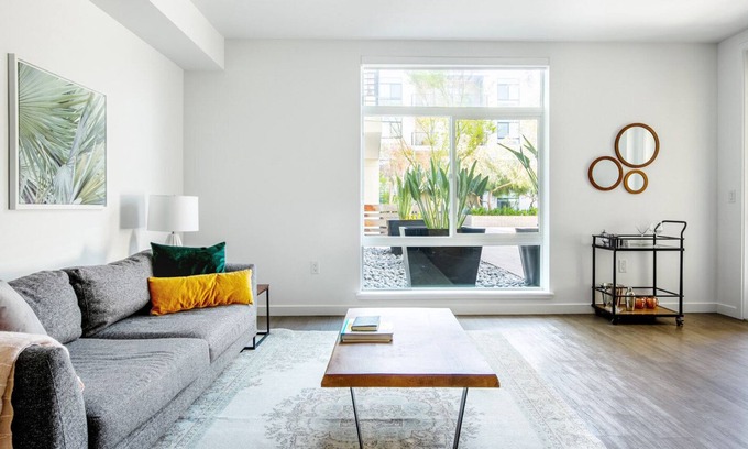 Campbell Apartment | Hip Campbell 1BR w/ W/D, Pool, Gym, Parking, near WF + TJ, by Blueground