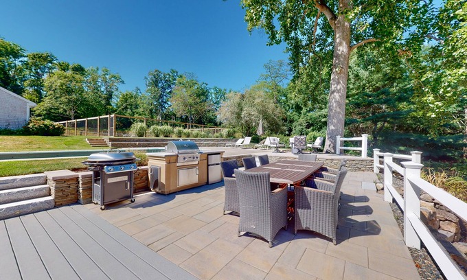 East Sandwich House | Historic Cape home with private pool, tennis court, summer kitchen, & game barn