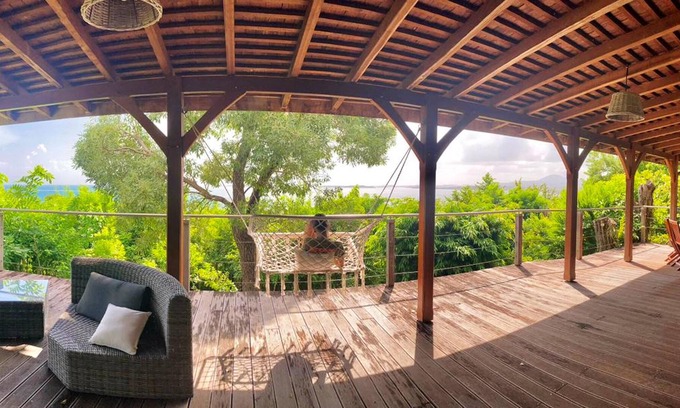 Le Robert House | Homerez - House for 10 ppl. with swimming-pool, sea view and garden at Le Robert