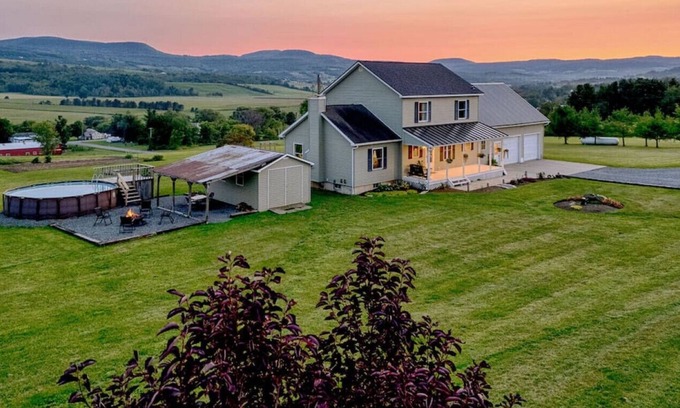 Sprout Brook House | Homestead with Pool near the Adirondacks | Sunset View