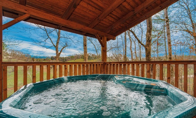 Sevierville Cabin | Honey Bear Hideaway: Wooded views! Game Room, Hot Tub, Top Amenities, close to area Attractions!