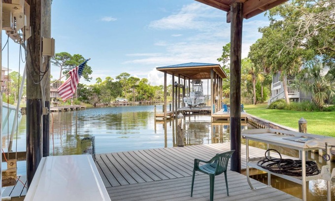 St. George Island House | Hooked Up! Perfect Bay House with Dock - less than 1/2 mile walk from beach!