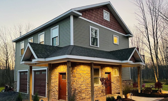 Phoenix House | House on 22 acres of woods, trails, lawn, and ponds. On NYS Snowmobile Trail.