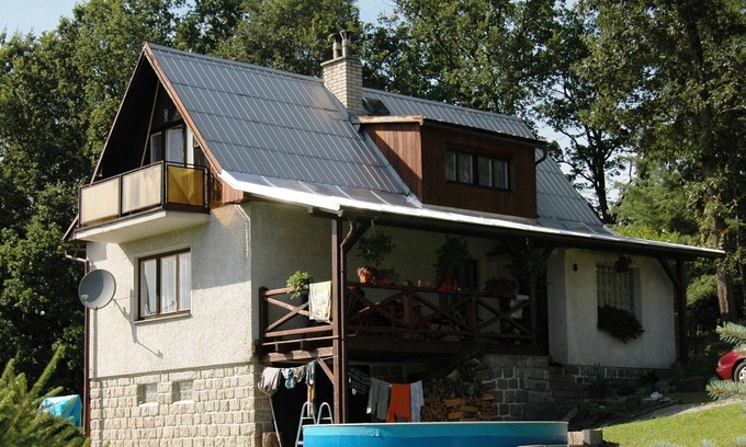 Ktova House | House with the pool and fenced garden. Great view at Trosky Castle!