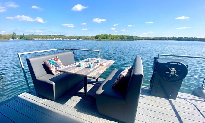 Municipality of Mook en Middelaar Boat Rental | Houseboat Mookerplas with Sauna & Lake View