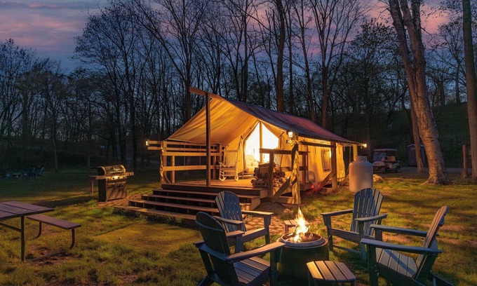 St Croix Falls RV Rental | Huge tent with AC at Big Rock Creek