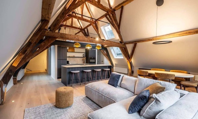 Kunstenkwartier Apartment | Huswell - City-view loft with wooden beams and mezzanine