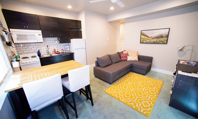 Salida House | In Salida, a Modern Ground Floor Suite. Private, custom flagstone patio & yard.