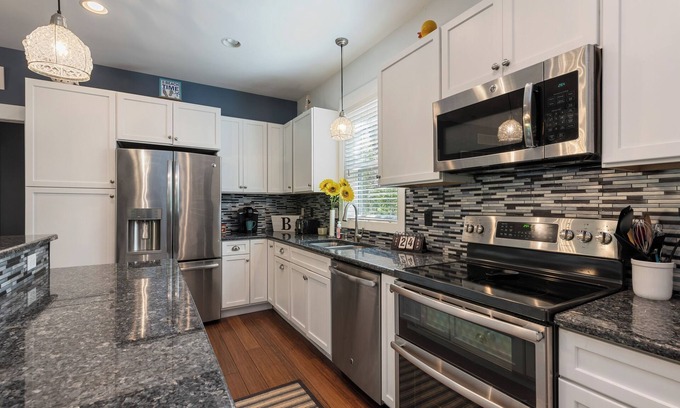 New Buffalo House | IN TOWN, ONLY .8 mile walk to the Beach/Shops-YET Wooded Private & Secluded.
