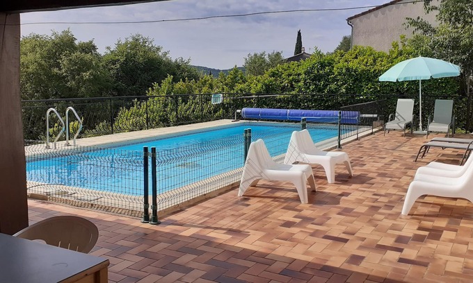 Chauzon House | Independent quiet cottage with heated pool in southern Ardèche 6/7 persons
