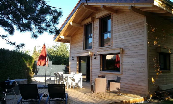 Saint-Paul-en-Chablais Ski Chalet | Individual chalet "la Chaumière", new in 2018. very comfortable, wooded garden