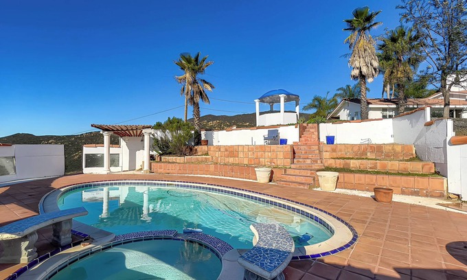 Jamul Villa | Jamul's Jewel: 10ACRES,Hilltop,Heated*Salt Pool,Spa*,City & Mtn.Views,B-Ball Court*,Grill,Horseshoes