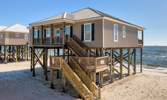 Dauphin Island House | KeyWester - BEACHFRONT! Pet Friendly! Sit on the back deck and listen to the waves crash, home
