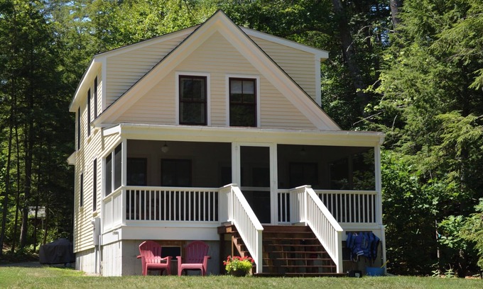 Center Lovell Cottage | Kezar Lake Beautiful Waterfront Property Beach Dock Mtn View AC Now Booking 2026