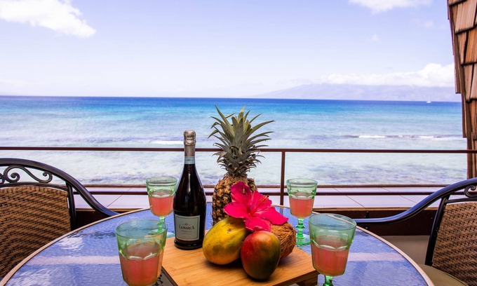 Honokowai Condo | KK 306 Remodeled BeachFront 2BD w Ocean Views AC Pool