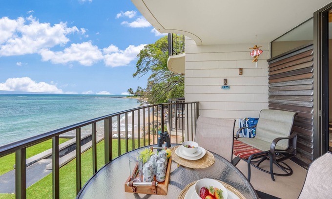 Kahana Condo | KR 221 BeachFront Condo with Ocean Views Pool BBQ