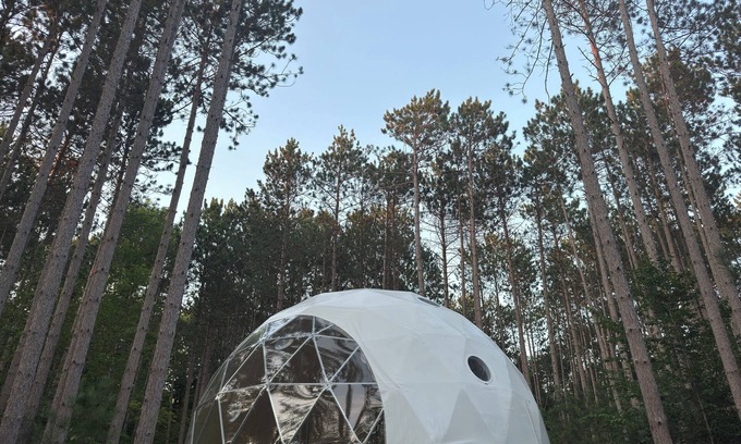 Benzonia Cabin | Löyly Luxury Dome, Hot Tub, Sauna, Plunge, King, Queen, Kitchen, Sleeps 4, N. MI