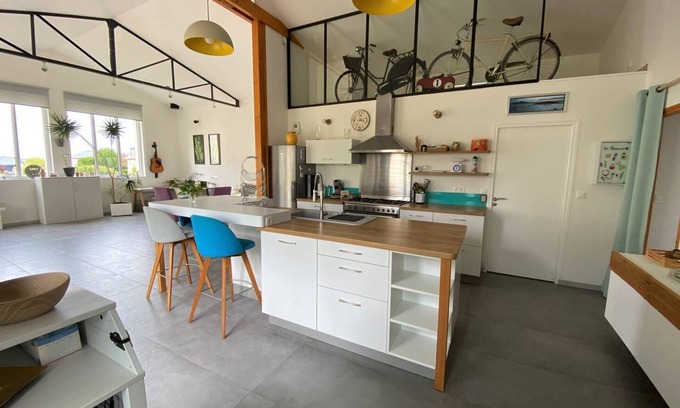 Saint-Cast-le-Guildo House | L'Atelier, a pretty, recently built loft-style house with tasteful decor, close to the port,.