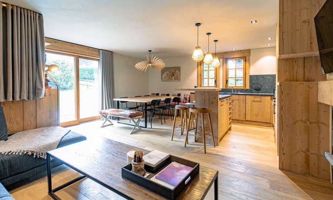 Megeve Apartment | L’Escapade – Jardin & confort en famille