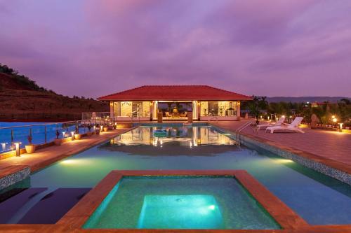 Kune N.m. Villa | La Palm by StayVista - Mountain-view villa, boasting a spacious pool, Gym, Indoor games, Basketball court & A lush lawn with a gazebo