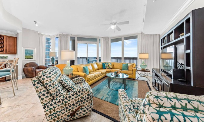 Gulf Shores Condo | Lagoon Front corner unit with lagoon and gulf views! 10th floor 3 bed 3 bath