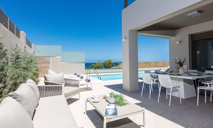 Panormos Villa | Lagoon Seaside Villa, Walking distance to the beach & shops!Car Free holiday!