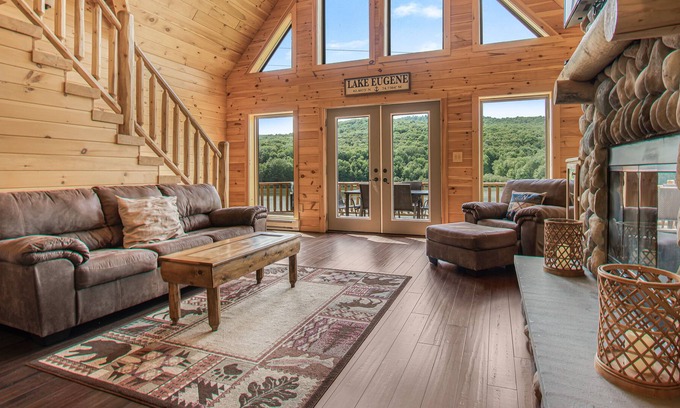 South Kortright House | Lake Eugene Luxury Log Estate Brand New Built in 2019! Lake Front Baseball!