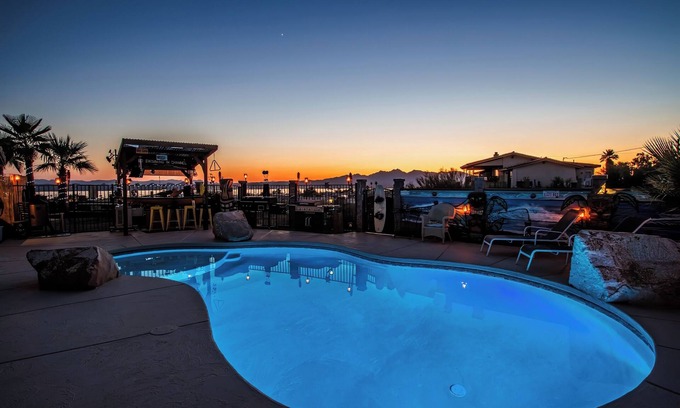 Lake Havasu City House | Lake Havasu Hilltop Retreat w/Panoramic Views, Pool/Hot Tub, BBQ's & Fire Pit