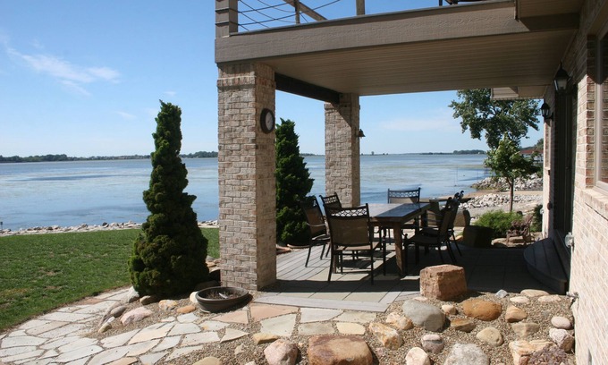 Sandusky House | Lake House at Cedar Point - Private Beach & Bay, Dock, Boats, Fire Pit Game Room
