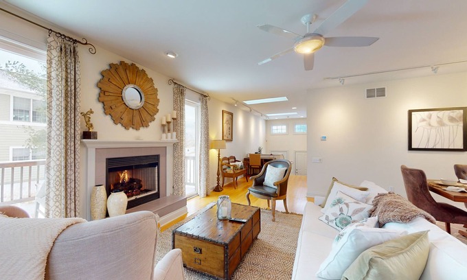Miller Beach House | Lake-view home one block from the beach with deck, patio, & washer/dryer