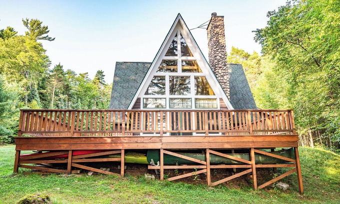 Owls Head Ski Chalet | Lakefront 2 Bedroom Adirondack A Frame Chalet