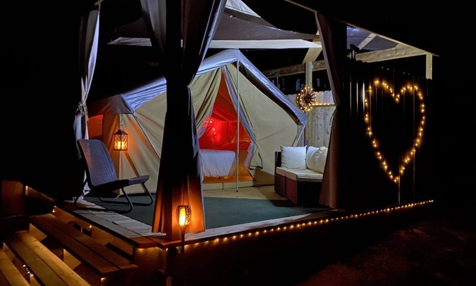 Mouth Of Pedernales Bed & Breakfast | Lakefront Glamping Tent on a Magical Retreat Property