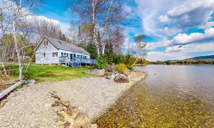 Greenville Cottage | Lakefront home with private dock, mooring, pebble beach, grill, & firepit