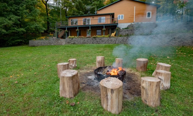 Balsam Lake Cabin | Lakefront. Pontoon Rental. No Steps To Lake.