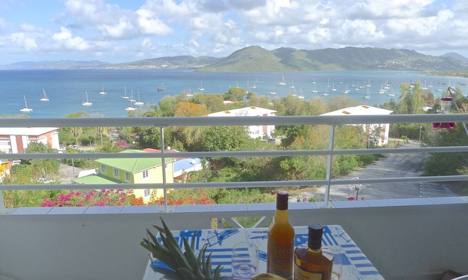 Sainte-Anne Apartment | Large T1 with panoramic terrace overlooking the sea, swimming pool, close to beaches