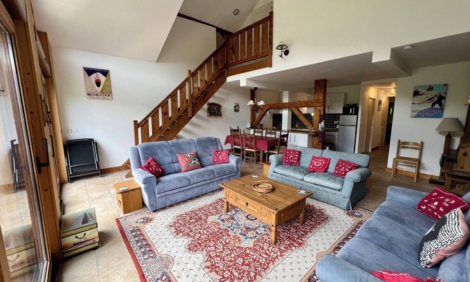 Seytroux Apartment | Large Top Floor Apartment with balcony & views! Sleeps 10, family friendly.