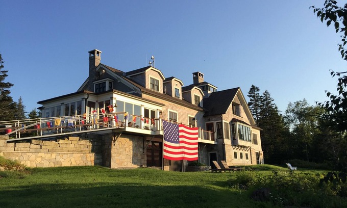 Vinalhaven House | Large waterfront home with tennis court, dock, large boat moorings, great views
