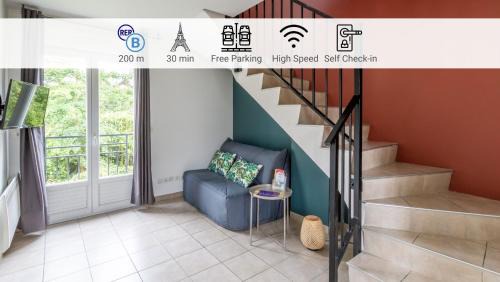 Palaiseau Apartment | Le Duplex , Proche Gare RER, Parking, Arrivée autonome