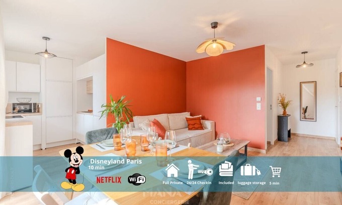 Montevrain Apartment | Le Makatea, 4 people, 10 min to Disneyland Paris