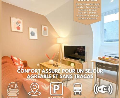 Saint-Brieuc Apartment | Le Nectar - Parking Privé, Hyper-centre, Calme