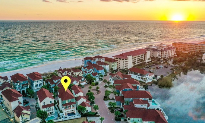 Miramar Beach House | Liahona: Private beach steps away, FREE golf cart, Heated pool, Gulf views