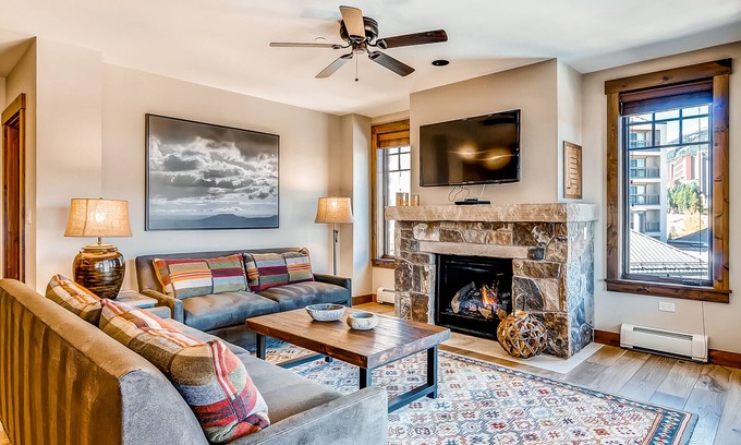 Breckenridge Condo | Light-filled corner condo with great view, pool & hot tubs - walk to lifts