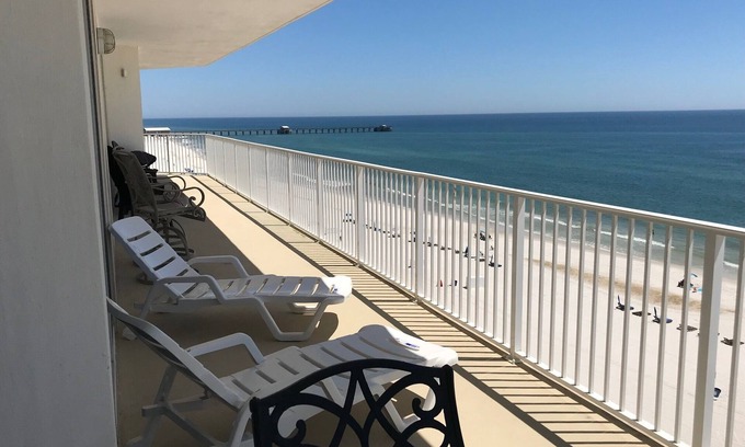 Gulf Shores Condo | Lighthouse 801 Corner Unit Beachfront w HUGE wrap balcony! Book for Aug., Fall!