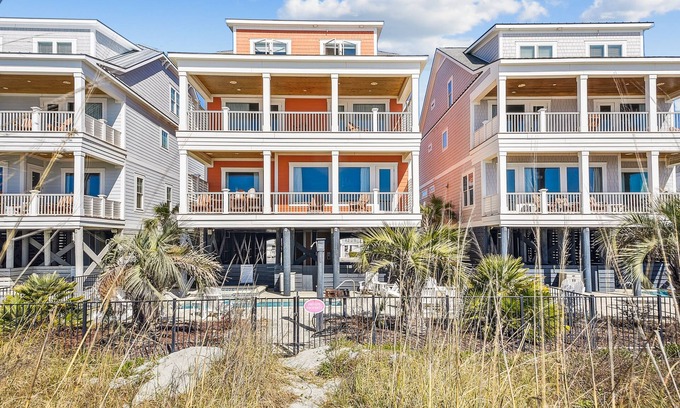 Cherry Grove Beach House | Living Beach 2, Luxury Oceanfront Home in Cherry Grove with Game Room and Pool