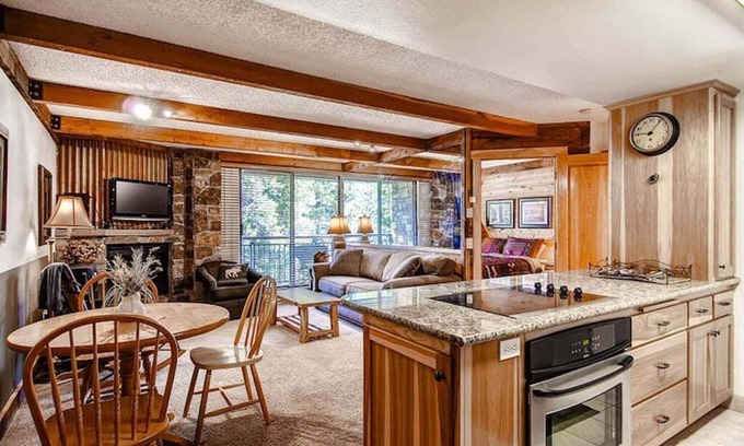 Peak 9 Condo | Lodge-Style Ski-In-Out Condo Perfect for Couples + Heated Pool & Hot Tubs